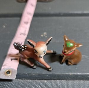 Vintage Deer Miniatures Lot Of 2 One Is Plastic The Sitting Is Bone China